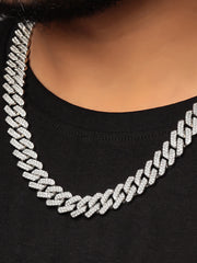 14mm Iced Cuban Chain : White Gold