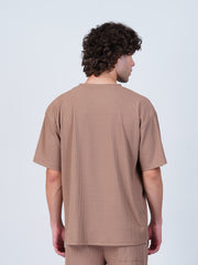 Textured Oversized T-Shirt : Coffee