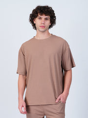 Textured Oversized T-Shirt : Coffee