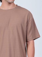 Textured Oversized T-Shirt : Coffee