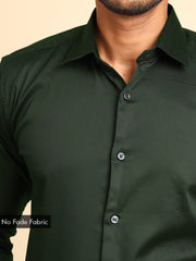 Slim Fit Satin Stretch Shirt : Irish Green