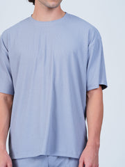 Textured Oversized T-Shirt : Blue