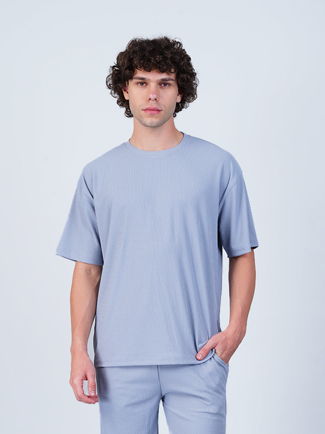 Textured Oversized T-Shirt : Blue