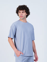 Textured Oversized T-Shirt : Blue