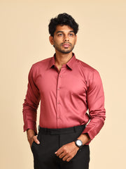 Relaxed Fit Satin Stretch Shirt : Deep Salmon