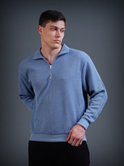 Half Zip Sweatshirt : Stone Blue