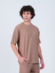 Textured Oversized T-Shirt : Coffee