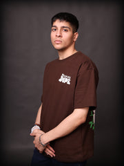 Printed Oversized T-Shirt : Brown