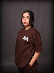 Printed Oversized T-Shirt : Brown