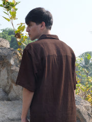 Textured Resort Shirt : Brown